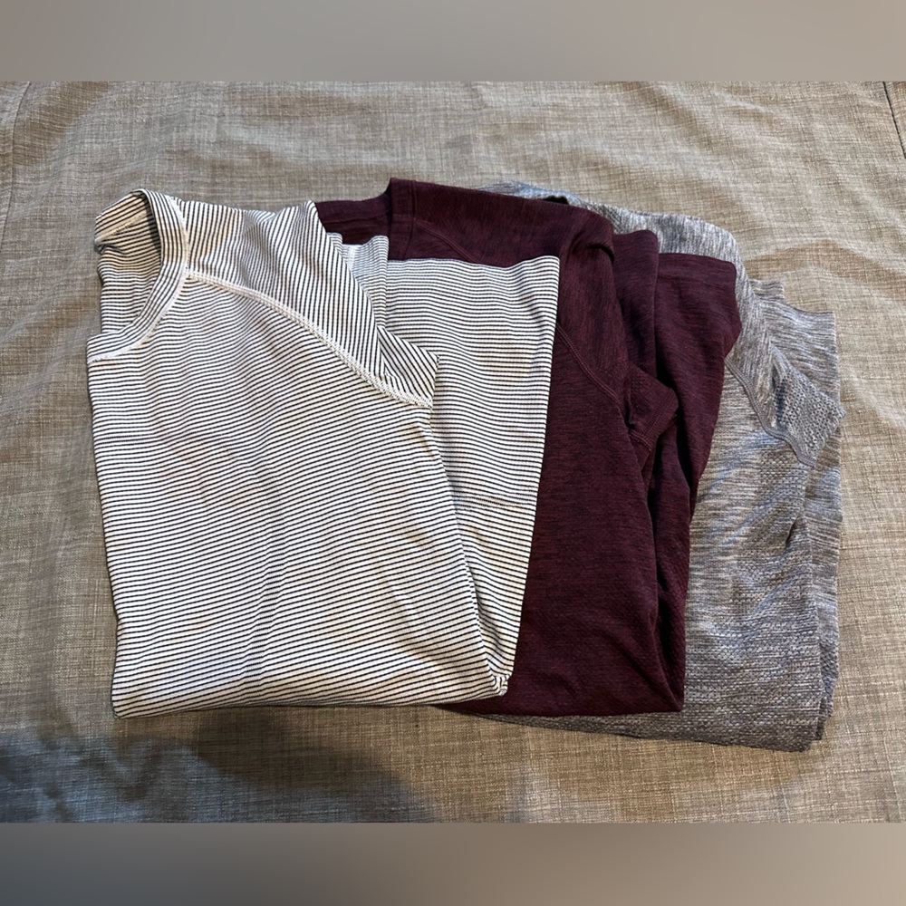 Lot of three size 12 lululemon long sleeve swiftly Ts